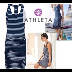 Athleta racer back striped dress Small